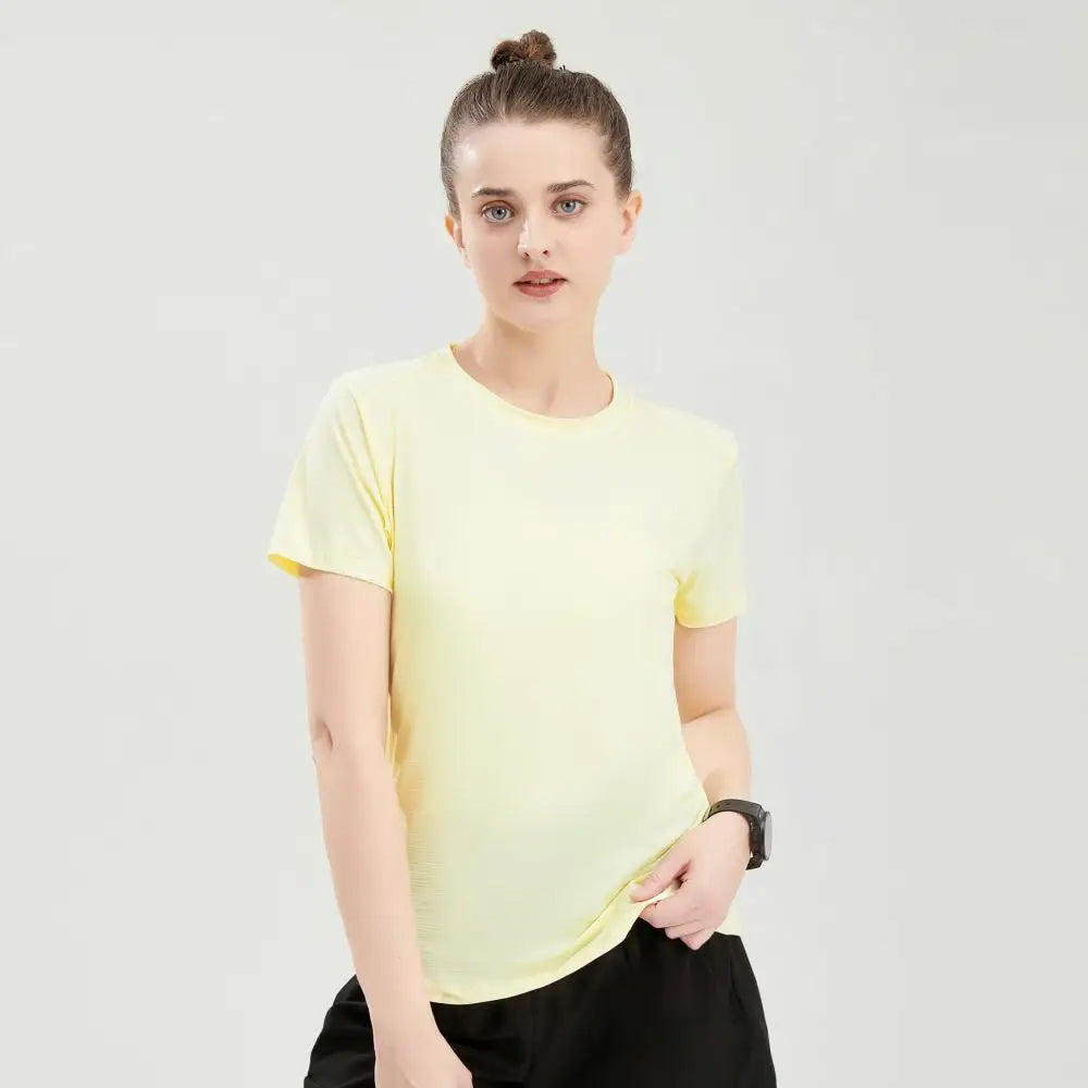 Female Slim Fit Sports Tee Shirt Quick Dry Light Breathable Short Sleeve T-Shirt Women Stretch Running Gym Exercise T Shirt Tops