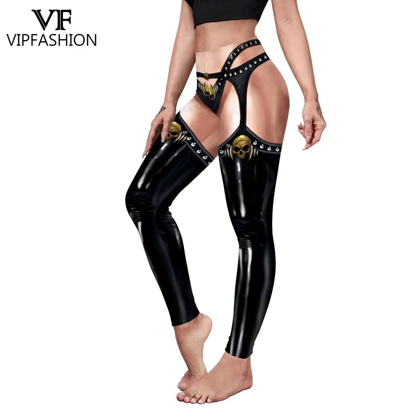 VIP FASHION Cosplay Leggings for Women Skull Castle Bat Print Leggings Halloween Party Tousers Seam Sexy Tights Festival Gifts