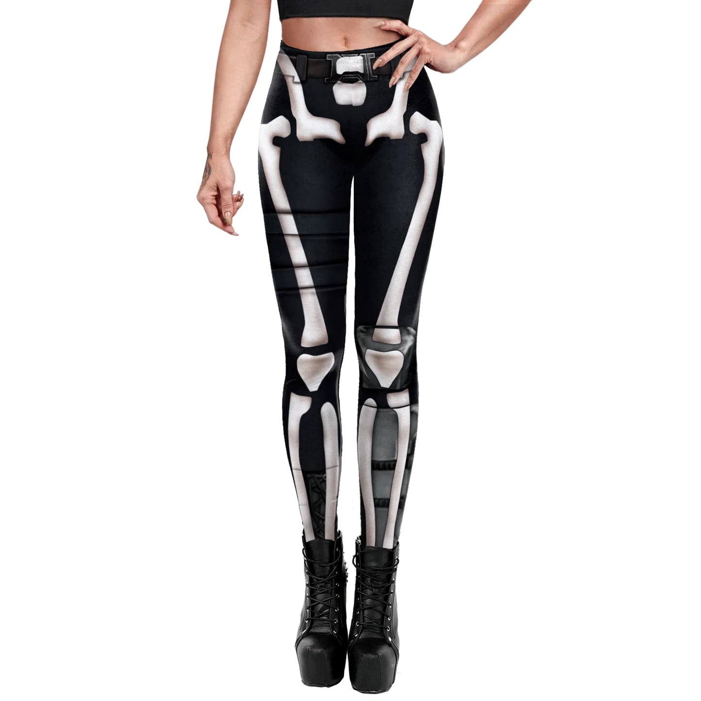 VIP FASHION Cosplay Leggings for Women Skull Castle Bat Print Leggings Halloween Party Tousers Seam Sexy Tights Festival Gifts