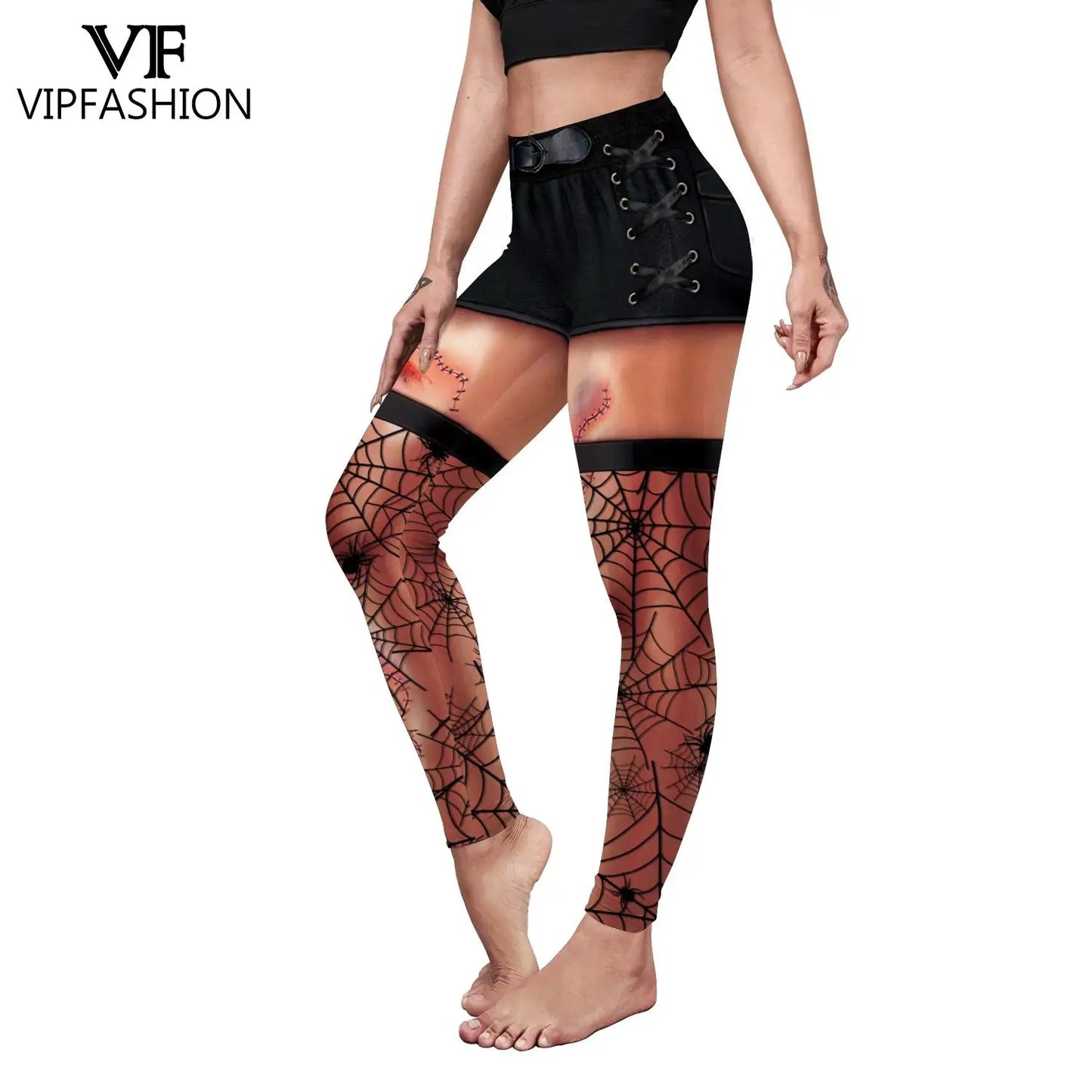 VIP FASHION Cosplay Leggings for Women Skull Castle Bat Print Leggings Halloween Party Tousers Seam Sexy Tights Festival Gifts