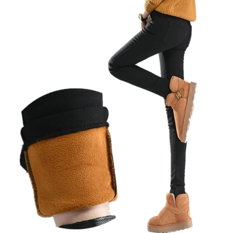 Winter Warm Velvet Leggings Fitness Pants Women Soft Golden Cashmere Stretch Pencil Pants Black White Tousers For Female