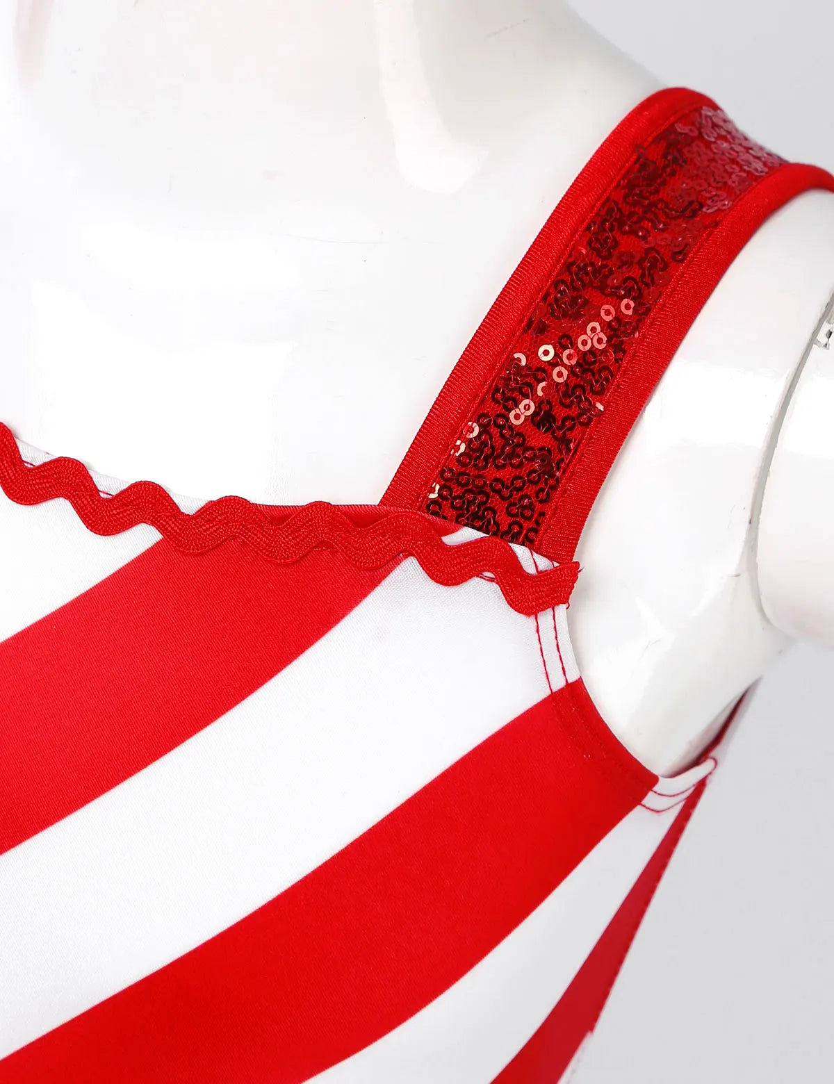 #2T-16 Kids Girls Christmas Dance Costume Candy Cane Santa Claus Leotard Dress Sequins Striped Ice Skating Roller Dancewear