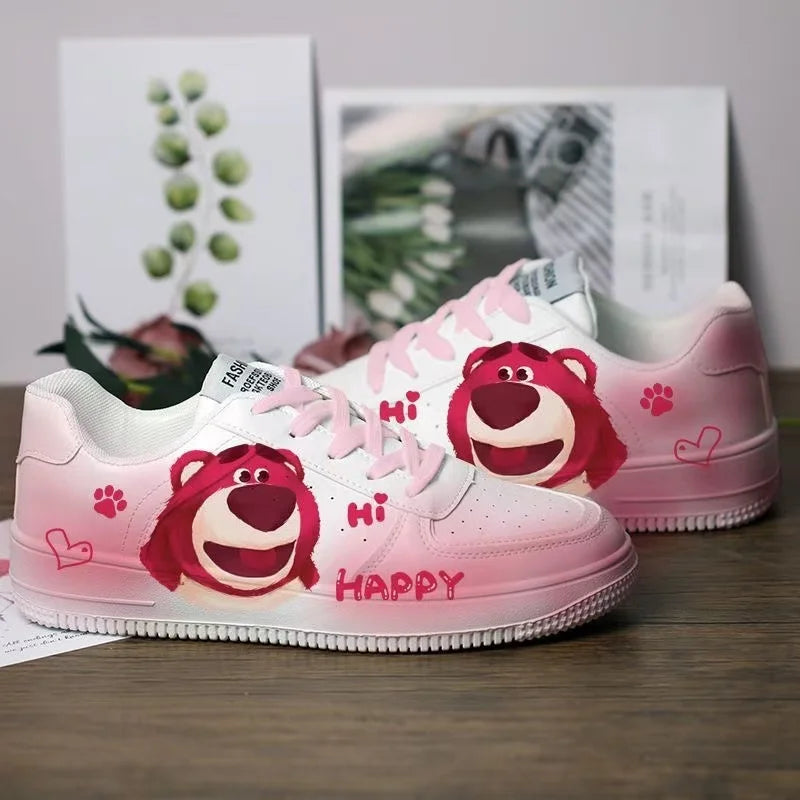 drop shipping Lotso Huggin Strawberry Bear plus big size white Board Shoes Men's Spring and Autumn Couple Women Sports Shoes