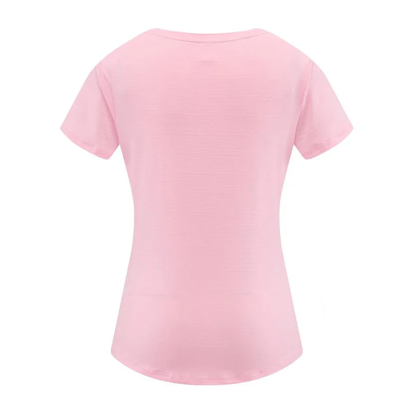 Female Slim Fit Sports Tee Shirt Quick Dry Light Breathable Short Sleeve T-Shirt Women Stretch Running Gym Exercise T Shirt Tops