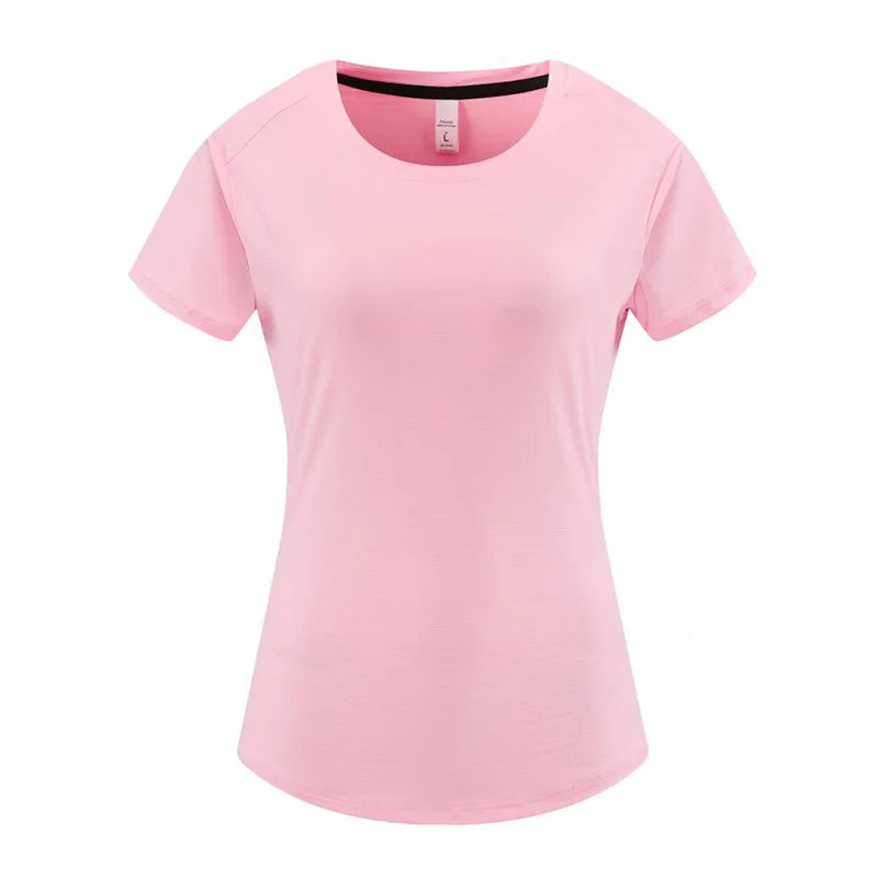 Female Slim Fit Sports Tee Shirt Quick Dry Light Breathable Short Sleeve T-Shirt Women Stretch Running Gym Exercise T Shirt Tops