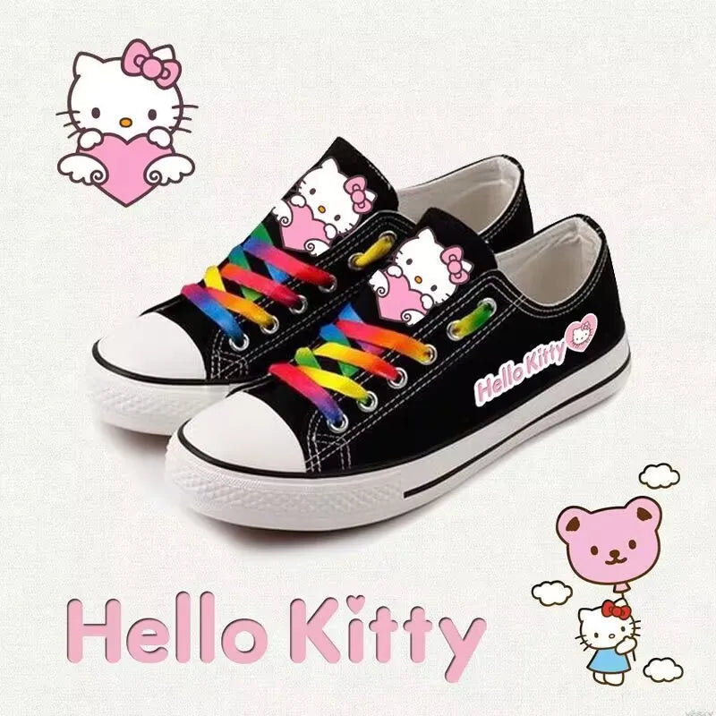 Hot selling Hello Kitty low top canvas shoes for women, men's plus size cute student sports shoes, couple casual shoes