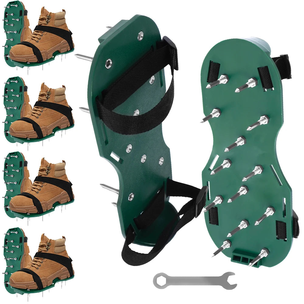 5PCS Lawn Aerator Shoes Aerating Lawn Soil Adjustable Straps Heavy Duty Metal Buckles Yard Aerator Tool Aerating Shoes