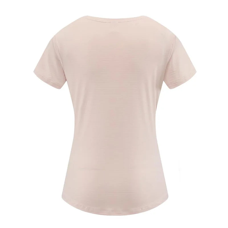 Female Slim Fit Sports Tee Shirt Quick Dry Light Breathable Short Sleeve T-Shirt Women Stretch Running Gym Exercise T Shirt Tops