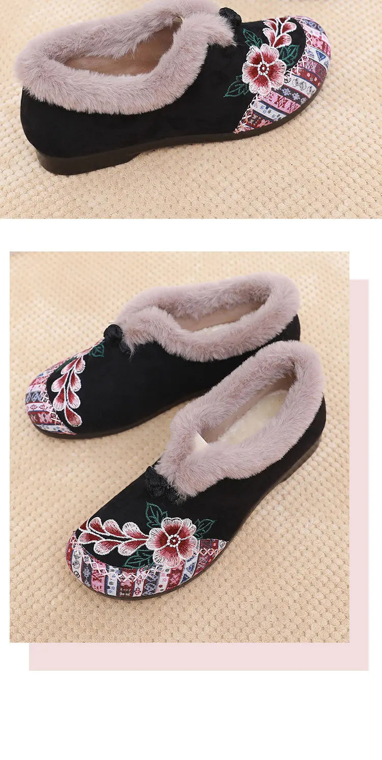 Winter Women's Fashion Non-Slip Flat Shoes Lightweight Casual Soft Snow Shoes Comfortable Plugging Thickening Warm Shoes