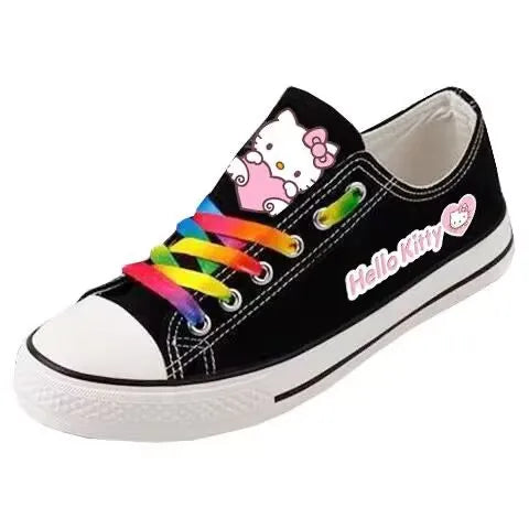 Hot selling Hello Kitty low top canvas shoes for women, men's plus size cute student sports shoes, couple casual shoes