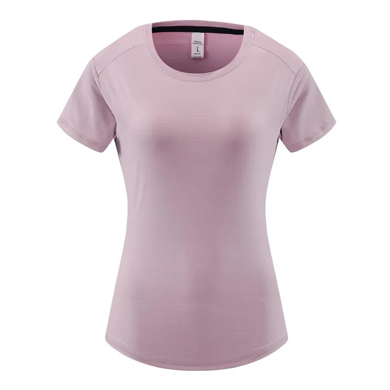 Female Slim Fit Sports Tee Shirt Quick Dry Light Breathable Short Sleeve T-Shirt Women Stretch Running Gym Exercise T Shirt Tops