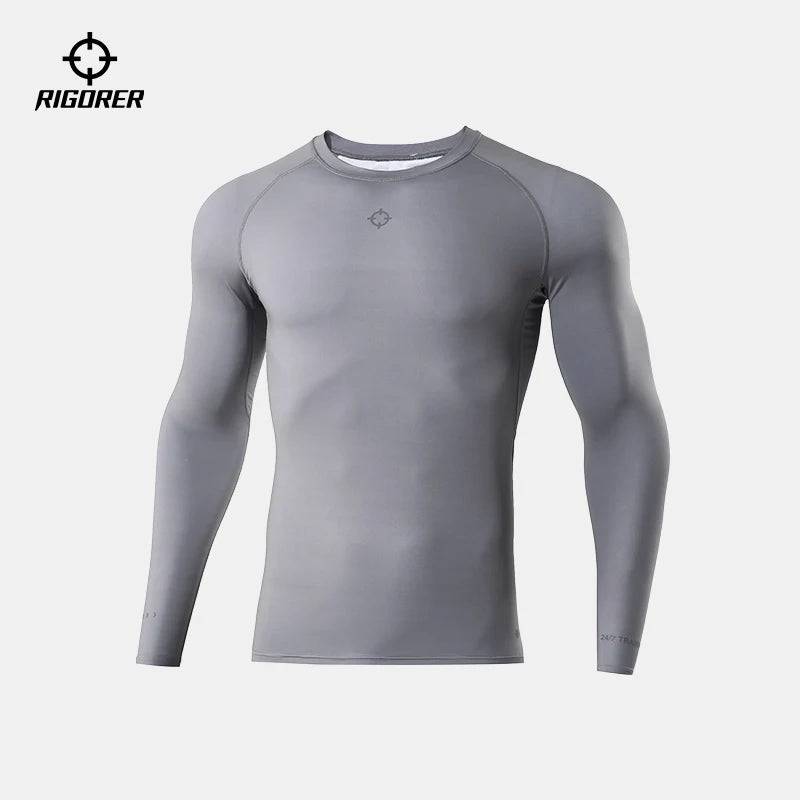 RIGORER Compressed Shirt Men Basketball Long Sleeve Base Training Gym Workout Short Fitness Running T-Shirt Men Wear