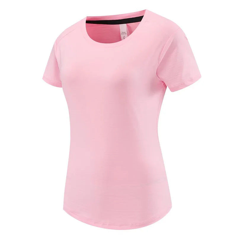 Female Slim Fit Sports Tee Shirt Quick Dry Light Breathable Short Sleeve T-Shirt Women Stretch Running Gym Exercise T Shirt Tops