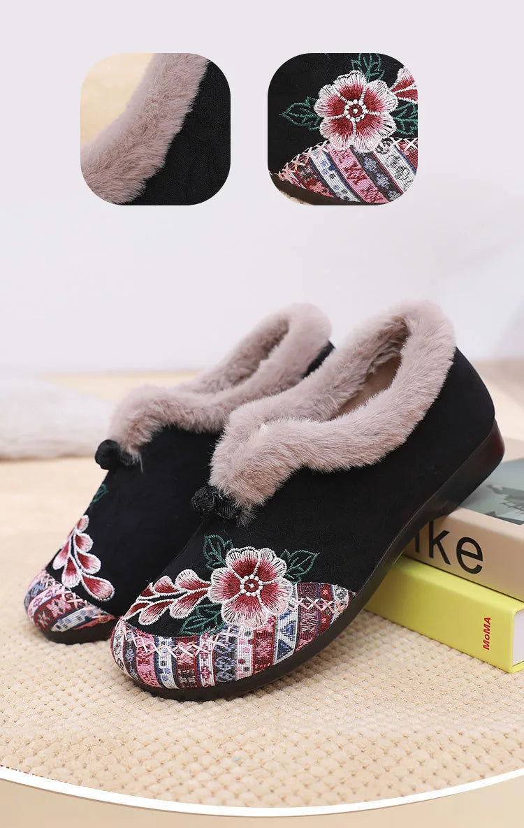 Winter Women's Fashion Non-Slip Flat Shoes Lightweight Casual Soft Snow Shoes Comfortable Plugging Thickening Warm Shoes