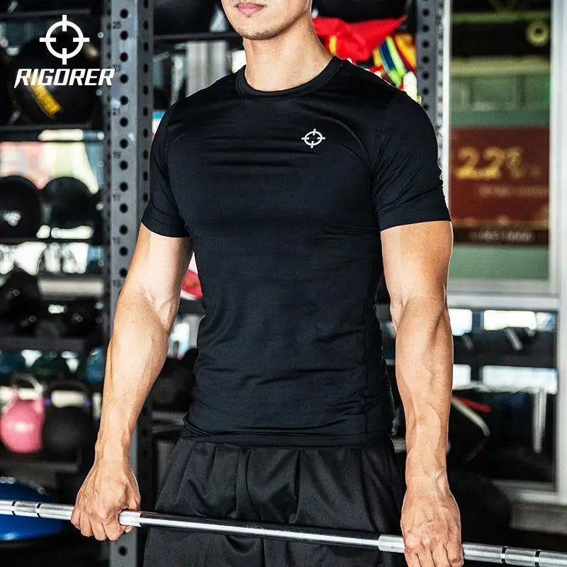 RIGORER Compressed Shirt Men Basketball Long Sleeve Base Training Gym Workout Short Fitness Running T-Shirt Men Wear