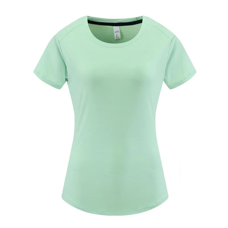 Female Slim Fit Sports Tee Shirt Quick Dry Light Breathable Short Sleeve T-Shirt Women Stretch Running Gym Exercise T Shirt Tops