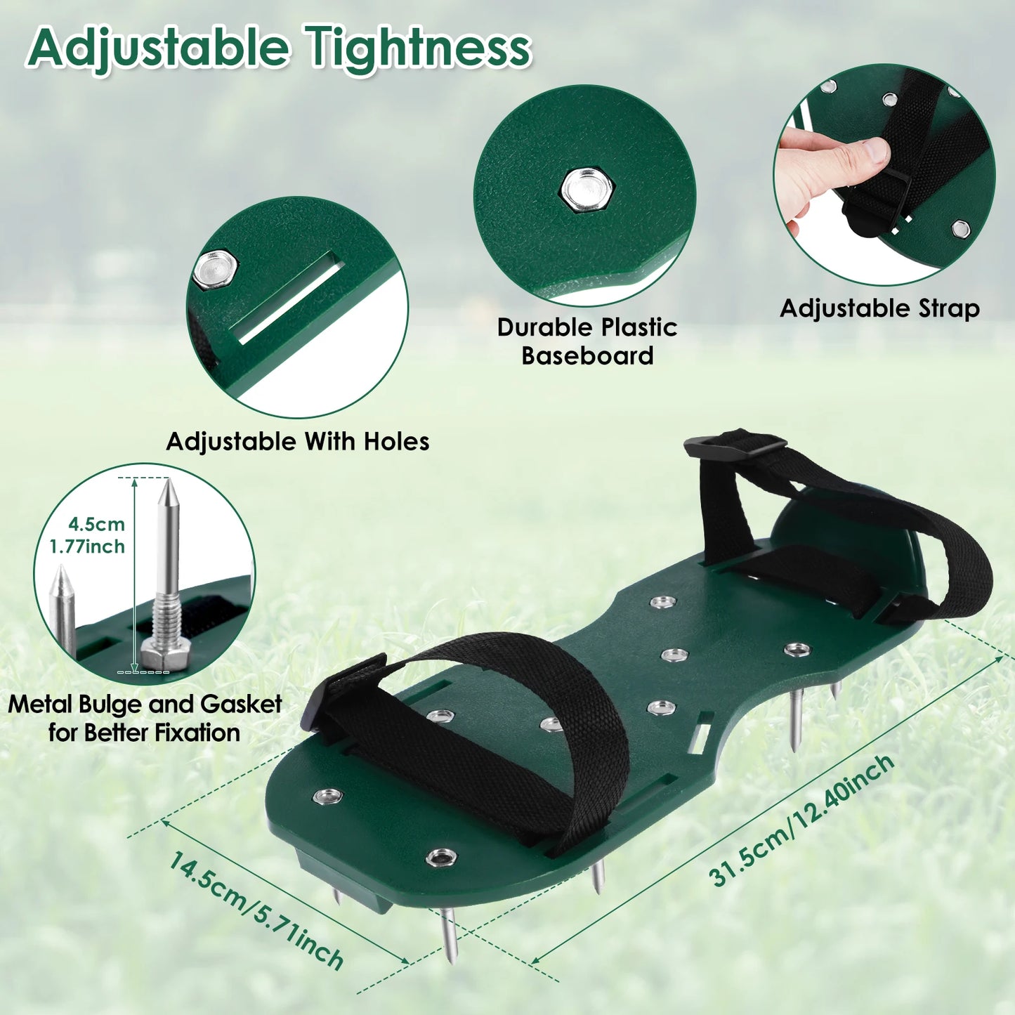 5PCS Lawn Aerator Shoes Aerating Lawn Soil Adjustable Straps Heavy Duty Metal Buckles Yard Aerator Tool Aerating Shoes