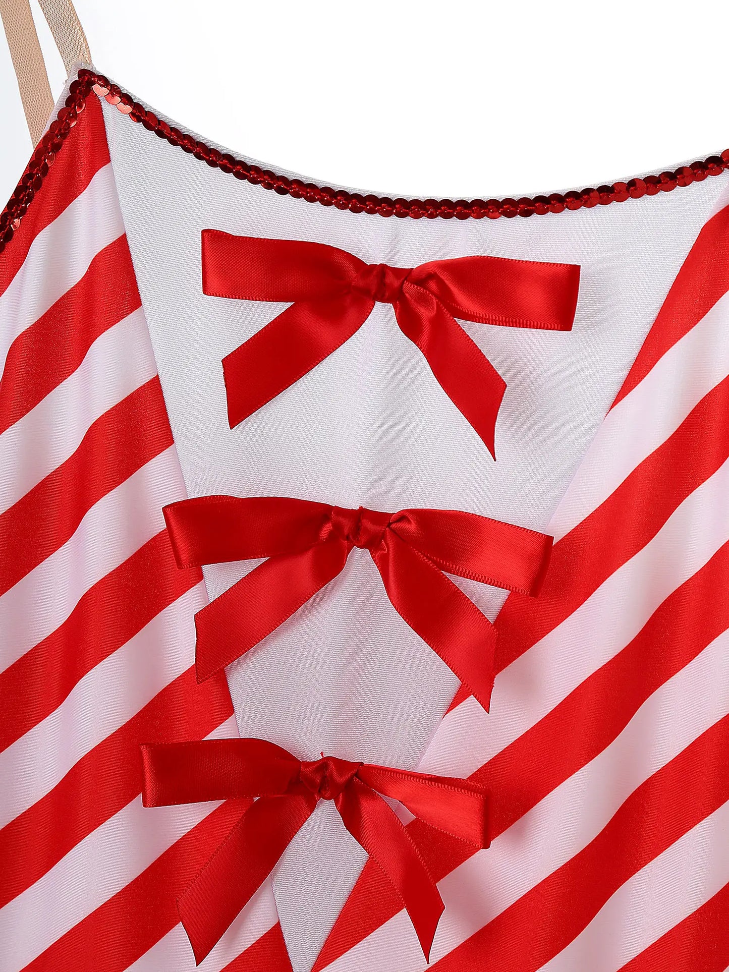 Womens Christmas Candy Cane Tutu Dress with Gloves New Year Costume Bow Striped Tulle Sling Dress Xmas Holiday Party Costumes