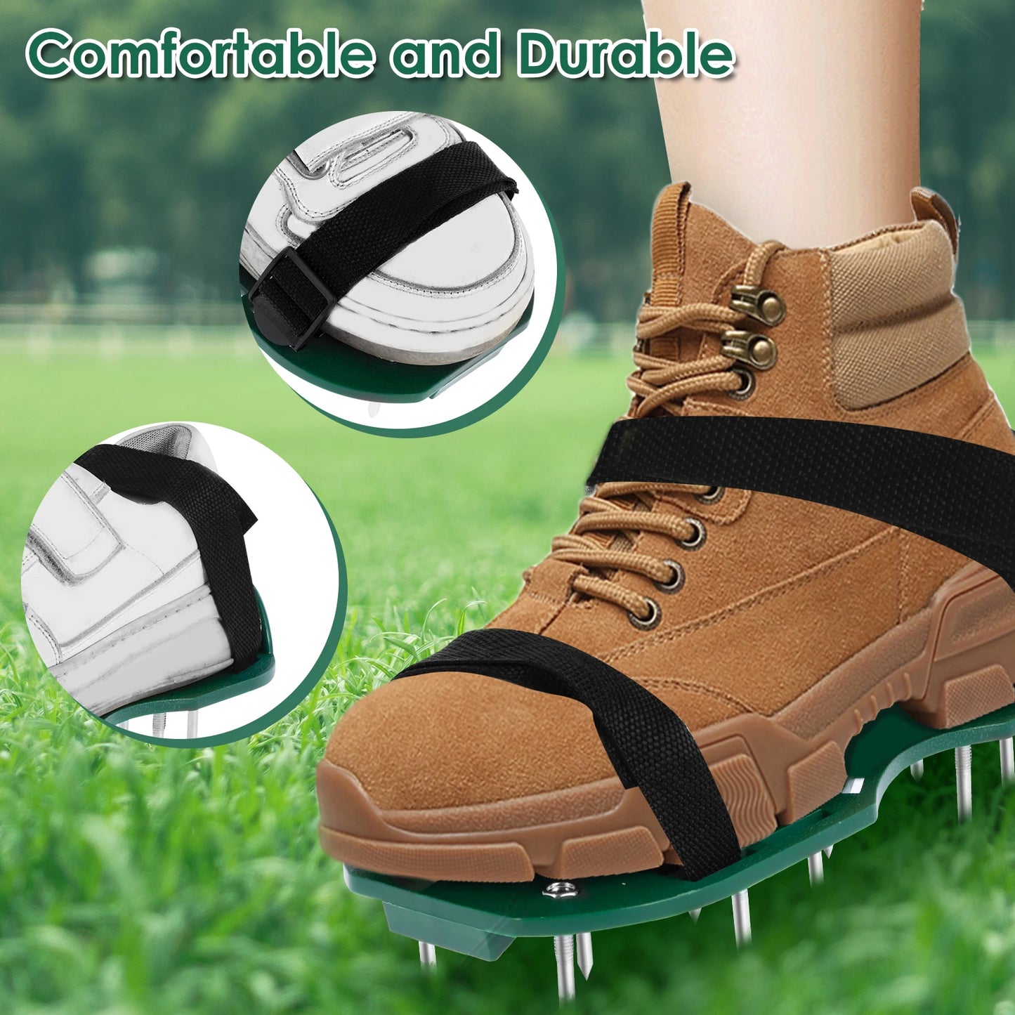 5PCS Lawn Aerator Shoes Aerating Lawn Soil Adjustable Straps Heavy Duty Metal Buckles Yard Aerator Tool Aerating Shoes