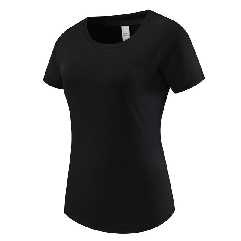 Female Slim Fit Sports Tee Shirt Quick Dry Light Breathable Short Sleeve T-Shirt Women Stretch Running Gym Exercise T Shirt Tops