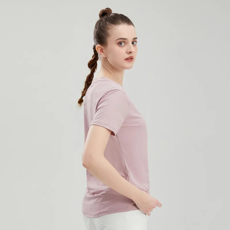 Female Slim Fit Sports Tee Shirt Quick Dry Light Breathable Short Sleeve T-Shirt Women Stretch Running Gym Exercise T Shirt Tops