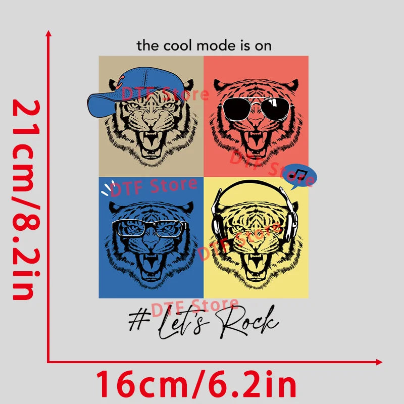 Tiger Trend Series dtf Heat transfer printing patch Children's clothing application On customized thermal T-Shirt Iron On Patch