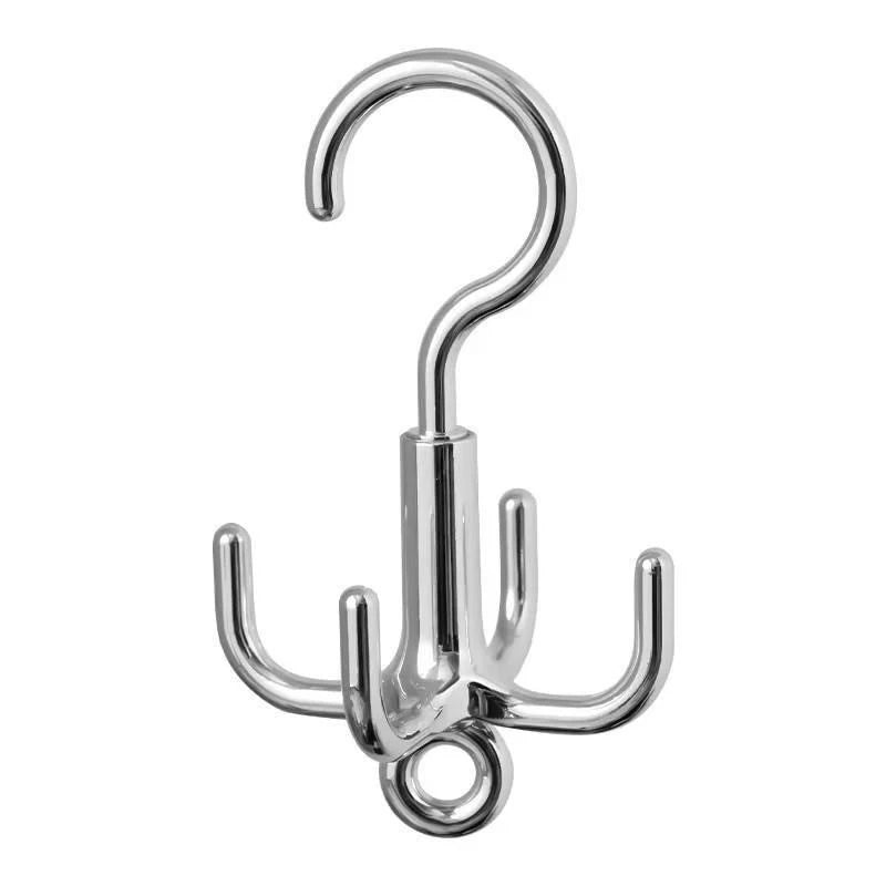 Multifunctional Rotating Clothes Hook Punch Free 4-Claw Rotation Wardrobe Coat Hanger Belt Organizer Scarf Storage Rack