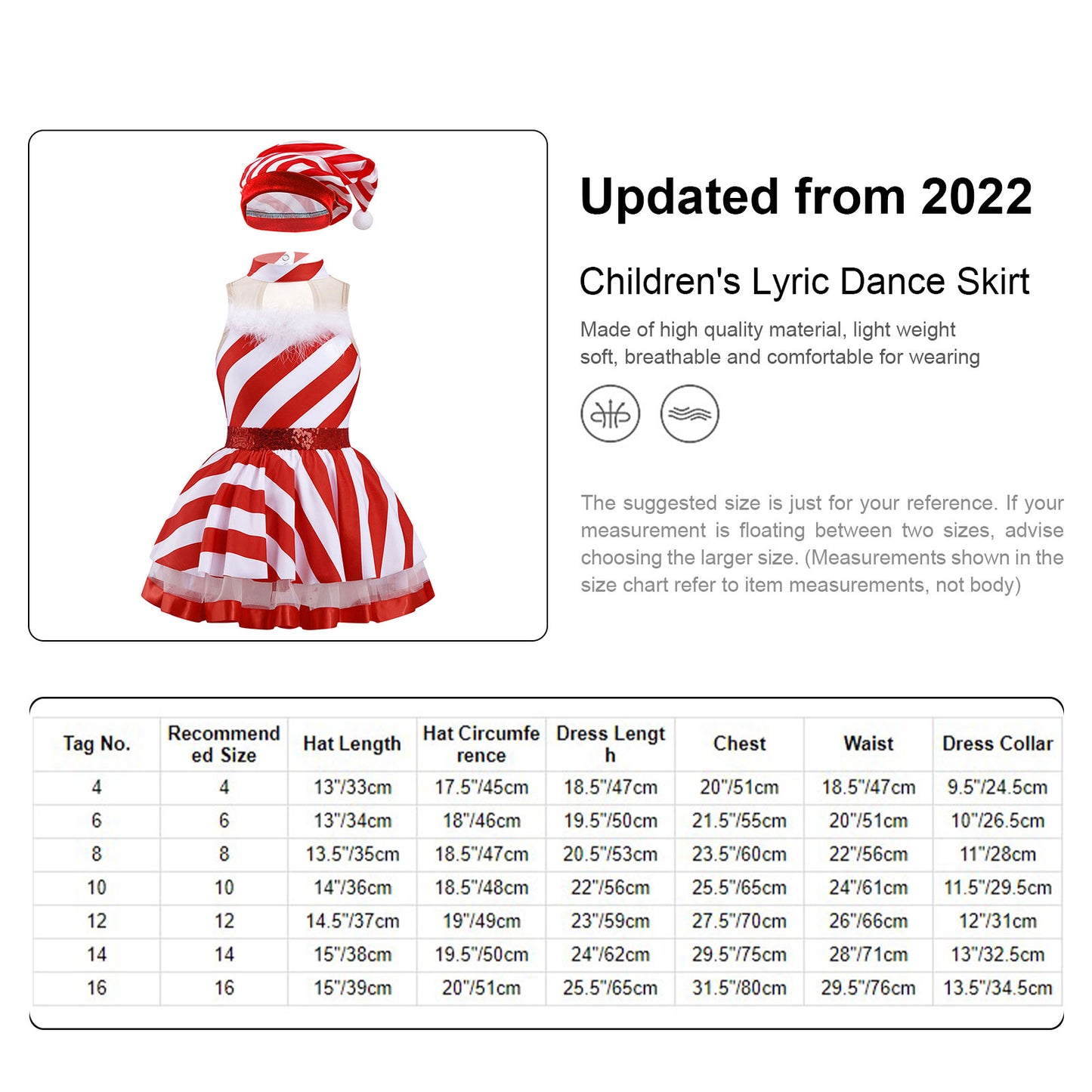 Teen Girls Christmas Party Dress Striped Candy Cane Ballet Dance Skating Leotard Tutu with Hat Xmas Santa Claus Cosplay Costume