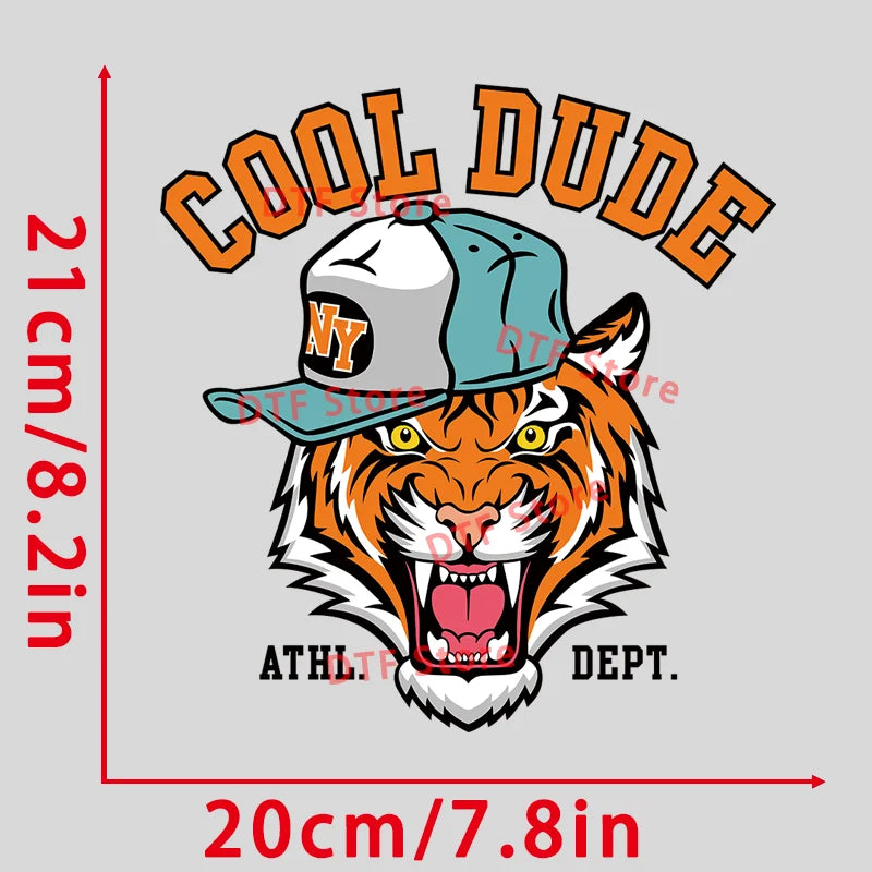 Tiger Trend Series dtf Heat transfer printing patch Children's clothing application On customized thermal T-Shirt Iron On Patch