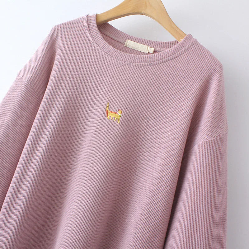 Plus Size Women's Sweatshirt Round Neck Solid Colour Cotton Jersey Cotton Micro Stretch Loose Tops Spring Long Sleeve T-Shirt