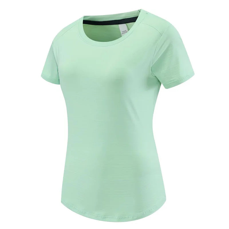 Female Slim Fit Sports Tee Shirt Quick Dry Light Breathable Short Sleeve T-Shirt Women Stretch Running Gym Exercise T Shirt Tops