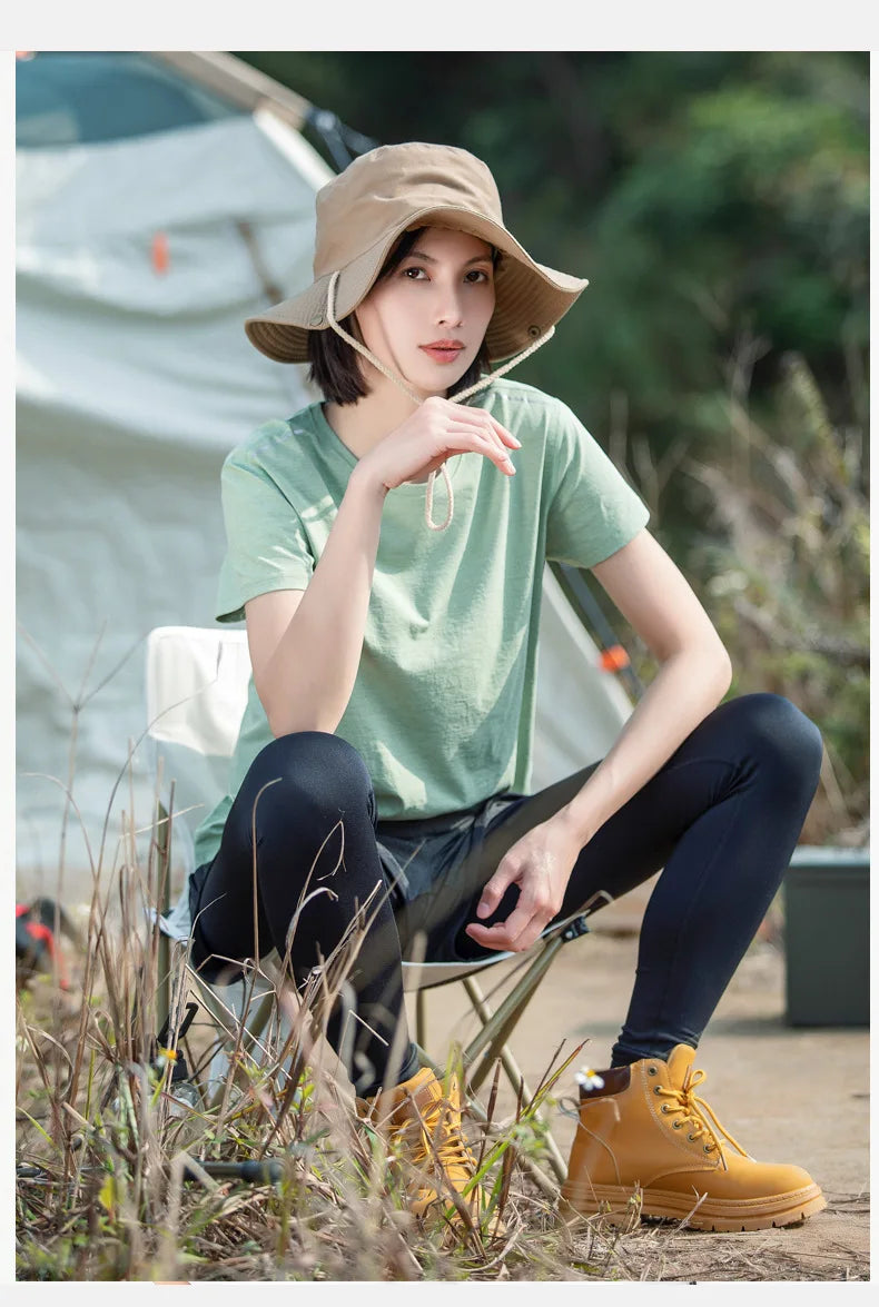 Outdoor Quick Dry Round Neck Short-Sleeved T-Shirt Women Men's Summer Camping Hiking Fishing Climbing Yoga Running Fitness Tops