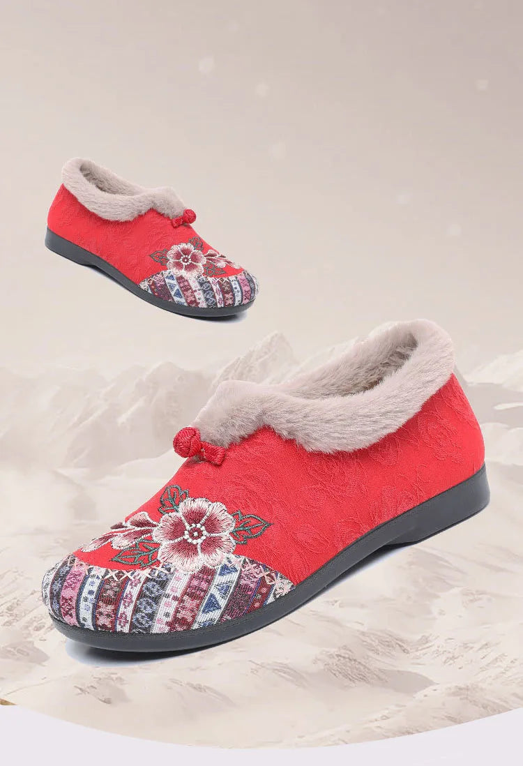 Winter Women's Fashion Non-Slip Flat Shoes Lightweight Casual Soft Snow Shoes Comfortable Plugging Thickening Warm Shoes