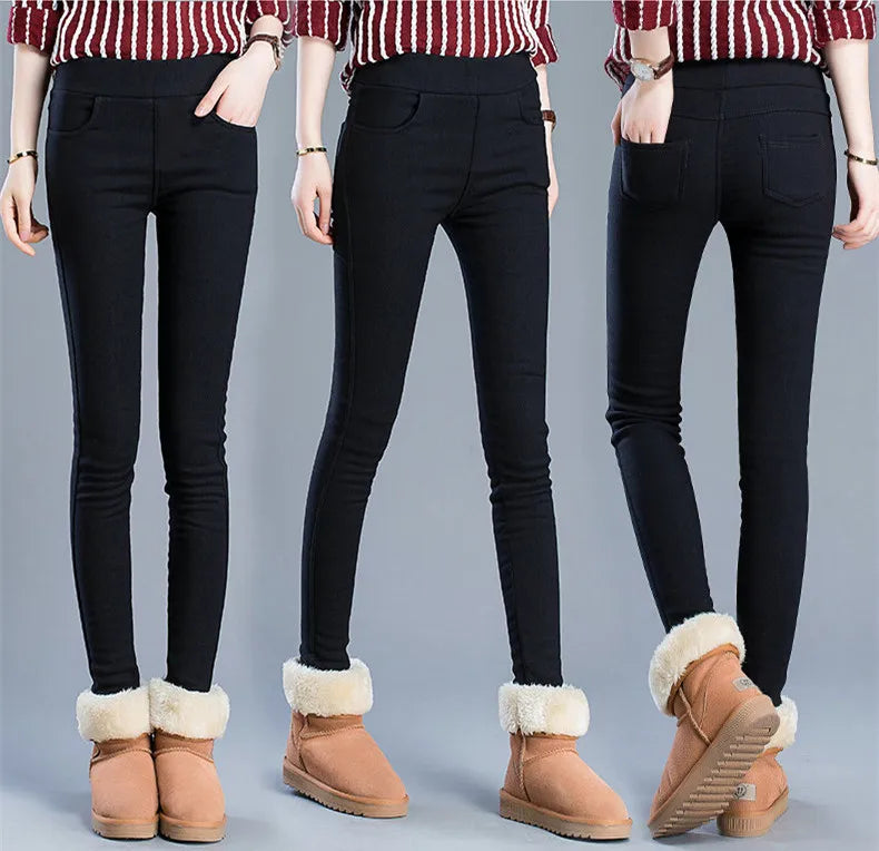 Winter Warm Velvet Leggings Fitness Pants Women Soft Golden Cashmere Stretch Pencil Pants Black White Tousers For Female