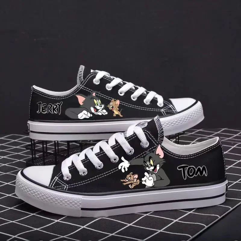 real pictures 2025 new cat and mouse man's Canvas shoes Unique Design Casual drop shipping Tom and Jerry women's skate shoes