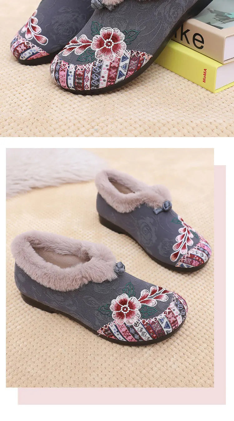 Winter Women's Fashion Non-Slip Flat Shoes Lightweight Casual Soft Snow Shoes Comfortable Plugging Thickening Warm Shoes