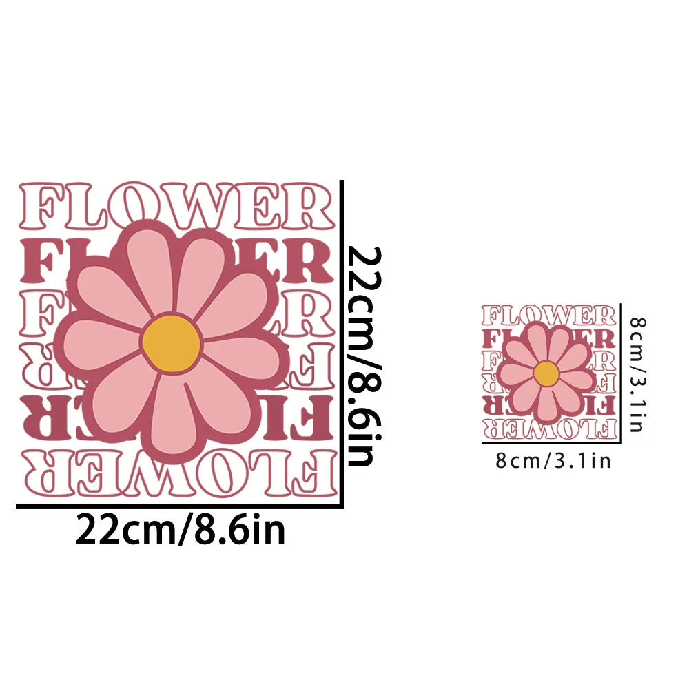 Pink Daisies Iron on Transfers for T Shirts Dtf Transfers Ready to Press Patch Transfer Patches Clothes DIY Apparel Sewing Arts