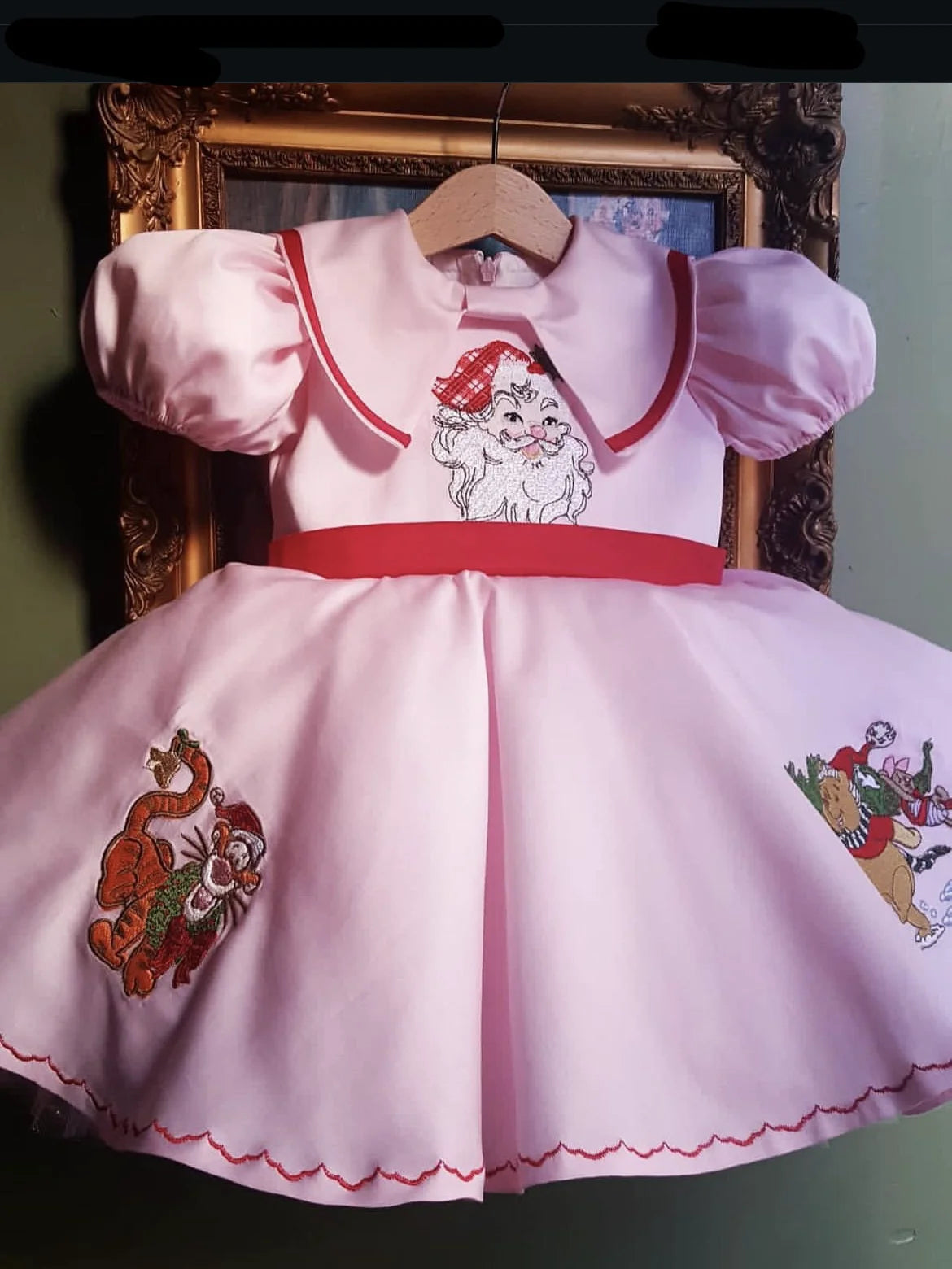 Baby Girl Autumn Pink Santa Claus Tiger Bear Embroidery Vintage Spanish Princess Ball Gown Dress for Causal Party Christmas