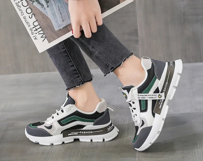 Autumn Winter Hot Sale Female Sneakers Trendy Colour Saft-sole Casual Shoe Tennis Trainers Woman's No-slip Damping Hiking Shoes