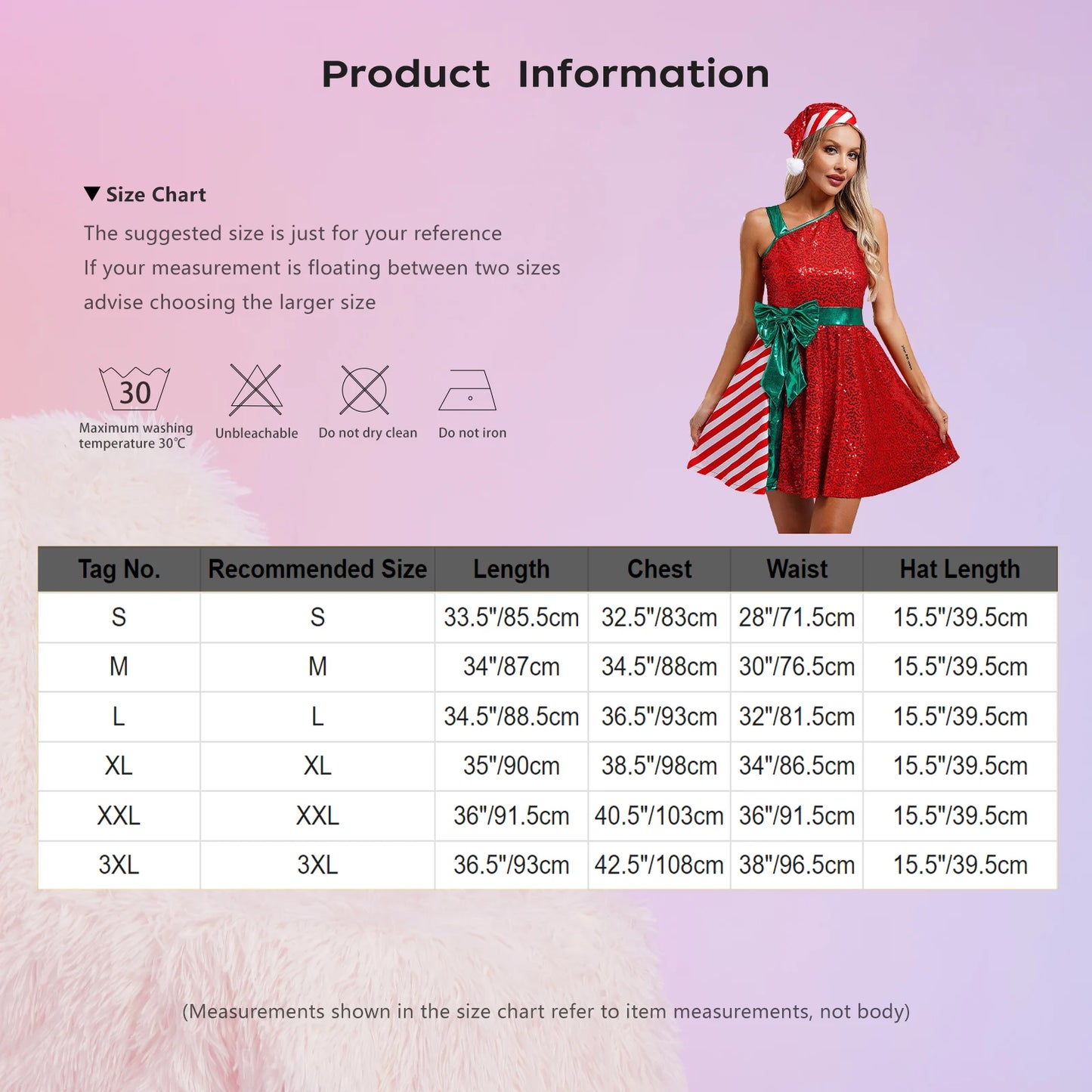 Women Christmas Santa Claus Costume Candy Cane Sequins Dance Dress with Hat Set Mrs Santa Elf Xmas Holiday Party Cosplay Costume