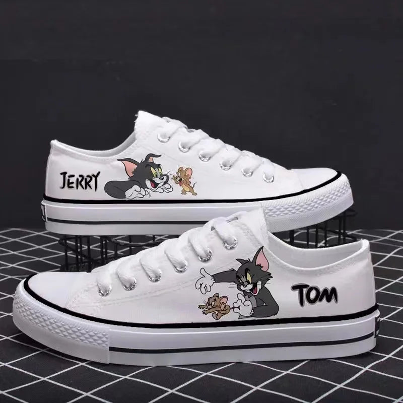 real pictures 2025 new cat and mouse man's Canvas shoes Unique Design Casual drop shipping Tom and Jerry women's skate shoes