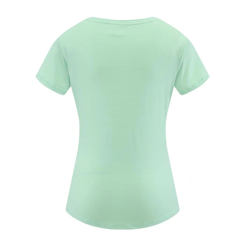 Female Slim Fit Sports Tee Shirt Quick Dry Light Breathable Short Sleeve T-Shirt Women Stretch Running Gym Exercise T Shirt Tops