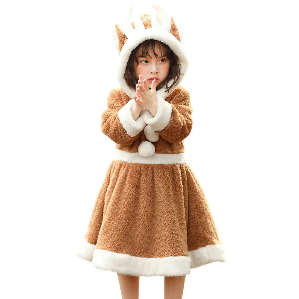 Men Women Parent-child Christmas Cute Reindeer Adult Costume Unisex Deer Animal Onesie New Year Party Jumpsuit