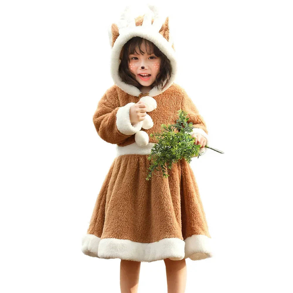 Men Women Parent-child Christmas Cute Reindeer Adult Costume Unisex Deer Animal Onesie New Year Party Jumpsuit