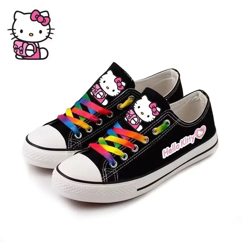 Hot selling Hello Kitty low top canvas shoes for women, men's plus size cute student sports shoes, couple casual shoes