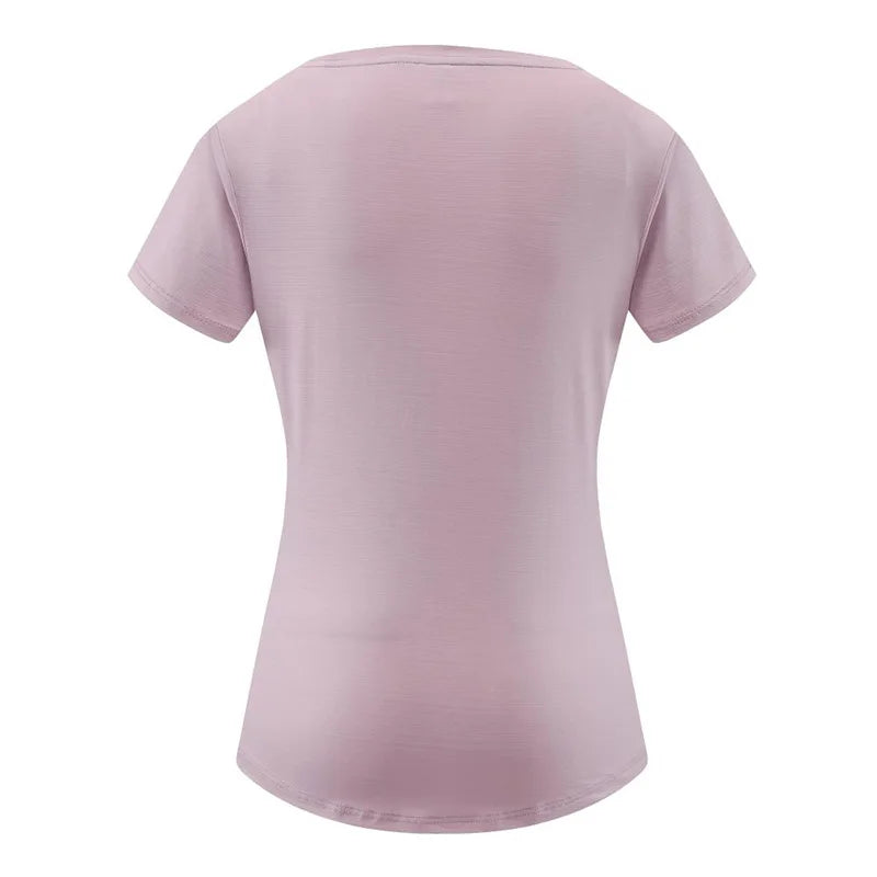 Female Slim Fit Sports Tee Shirt Quick Dry Light Breathable Short Sleeve T-Shirt Women Stretch Running Gym Exercise T Shirt Tops