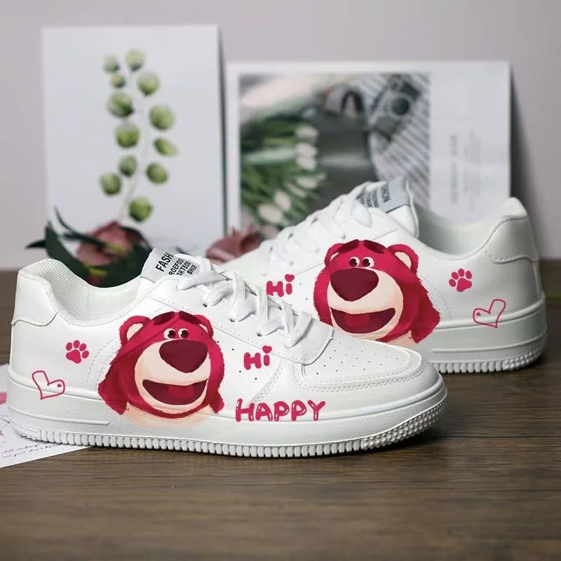 drop shipping Lotso Huggin Strawberry Bear plus big size white Board Shoes Men's Spring and Autumn Couple Women Sports Shoes