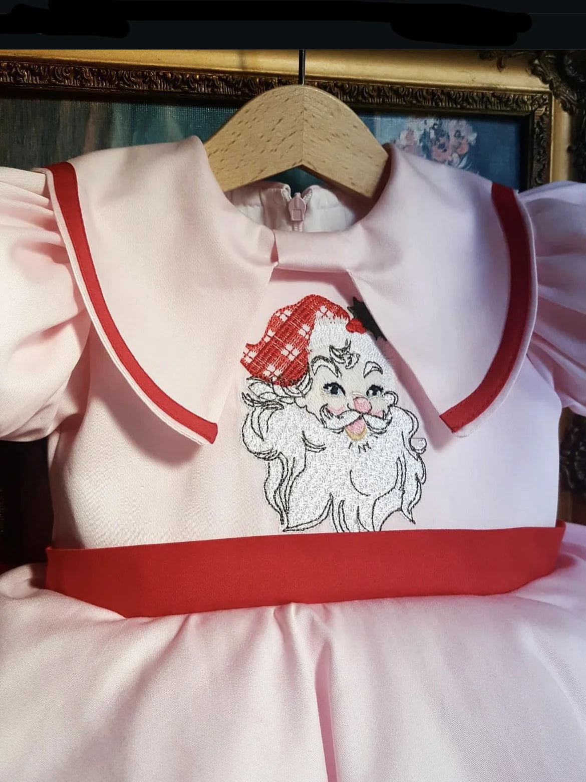 Baby Girl Autumn Pink Santa Claus Tiger Bear Embroidery Vintage Spanish Princess Ball Gown Dress for Causal Party Christmas