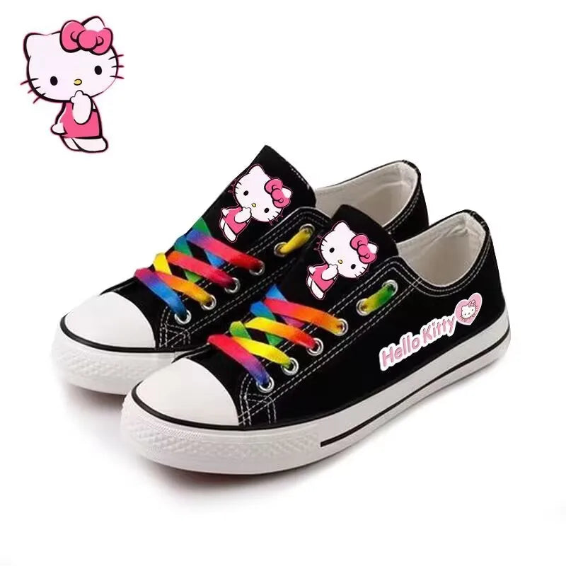 Hot selling Hello Kitty low top canvas shoes for women, men's plus size cute student sports shoes, couple casual shoes