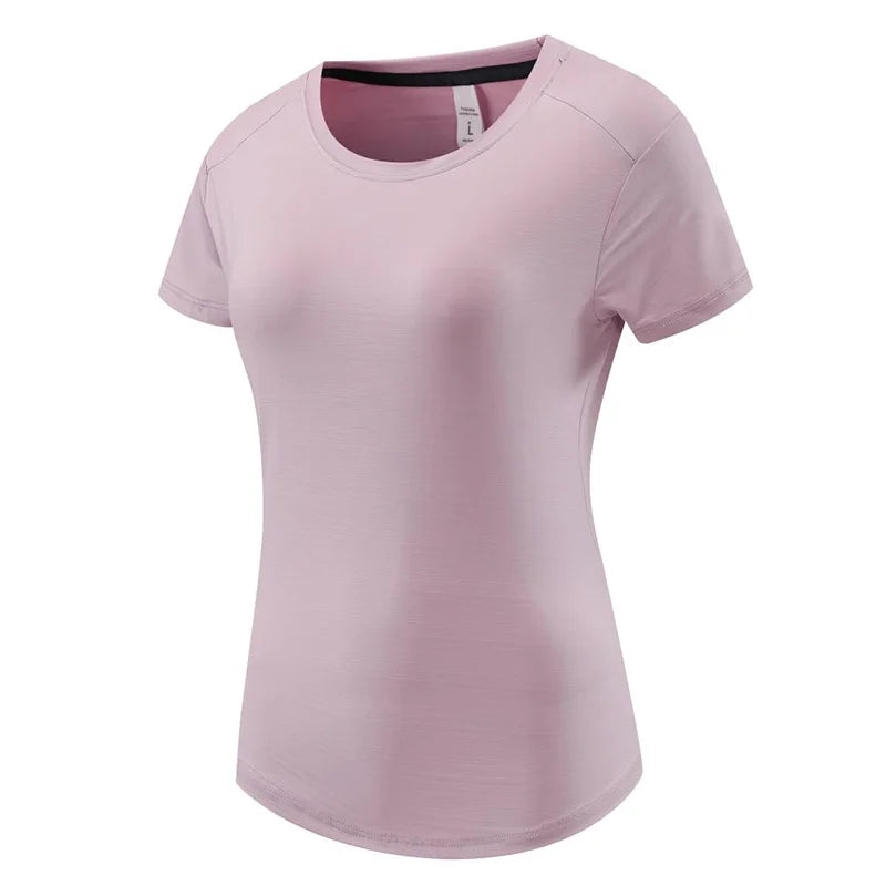 Female Slim Fit Sports Tee Shirt Quick Dry Light Breathable Short Sleeve T-Shirt Women Stretch Running Gym Exercise T Shirt Tops